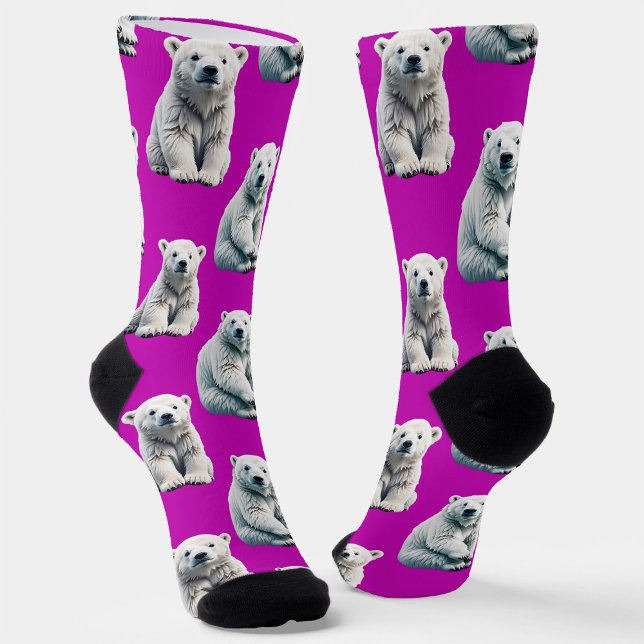 Lila Eisbär Musterdesign  Socken (Von Creator hochgeladen)