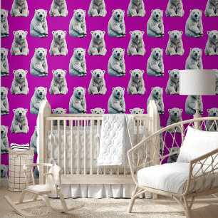 Lila Eisbär Musterdesign Tapete
