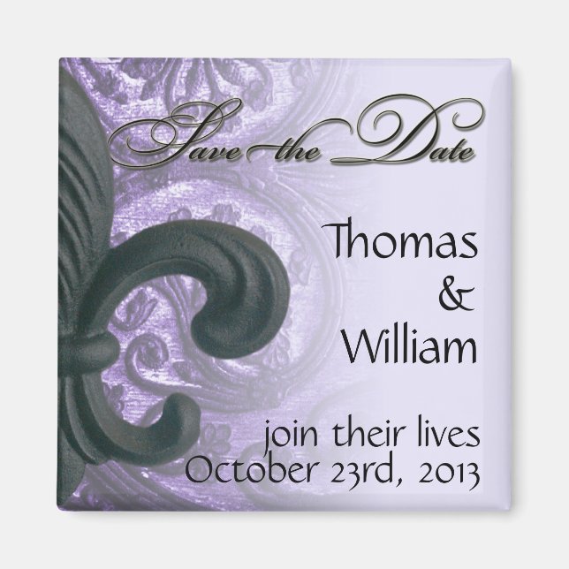 lila "eiserne Lilie" SAVE THE DATE - Fr Magnet (Vorne)