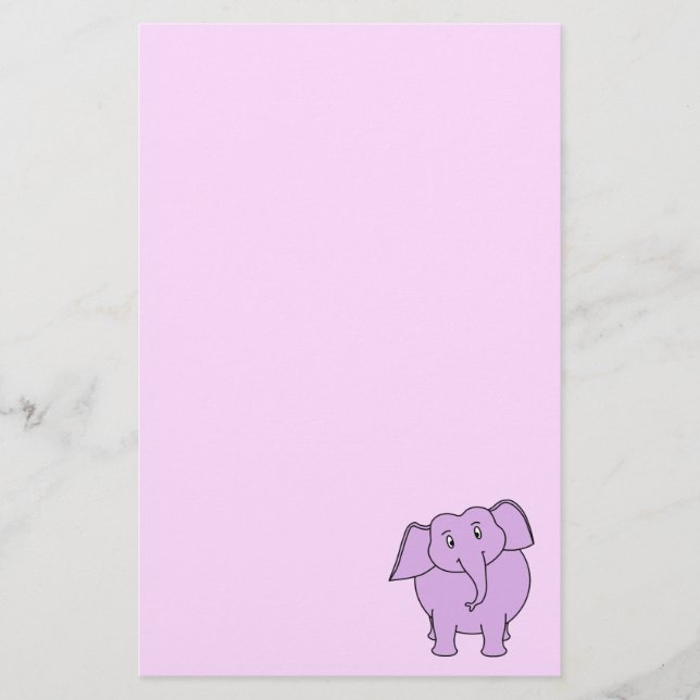 Lila Elefant. Cartoon Briefpapier (Vorderseite)