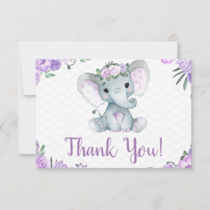 Lila Elefant Dankeschön Card Rose Girl