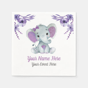 Lila Elefant Girl Napkins Babydusche Geburtstag Serviette