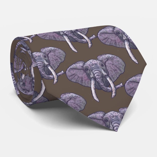 Lila Elefant Krawatte (Gerollt)