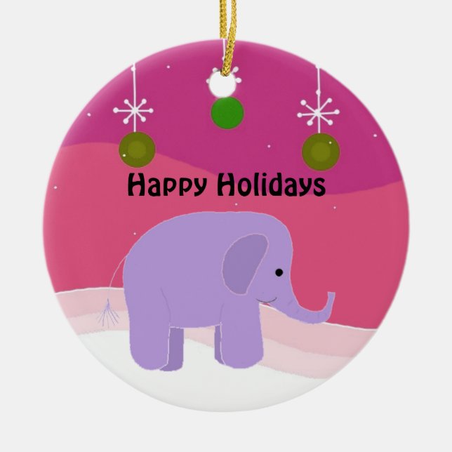 Lila Elefant Weihnachtsschmuck (Vorne)
