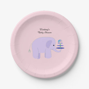 Lila Elefanten-Baby-Party Pappteller
