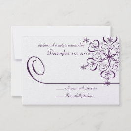 Lila Elegance Response Card Snowflake RSVP Karte