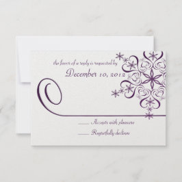 Lila Elegance Response Card Snowflake RSVP Karte