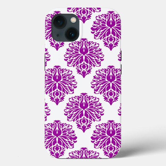 Lila Elegant Damask Case-Mate iPhone Hülle (Rückseite)