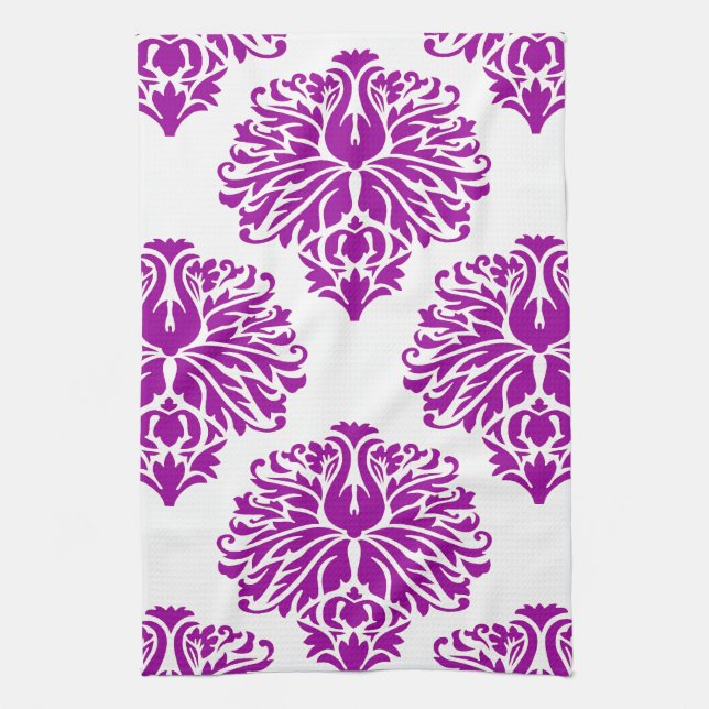 Lila Elegant Damask Küchentuch (Vertikal)