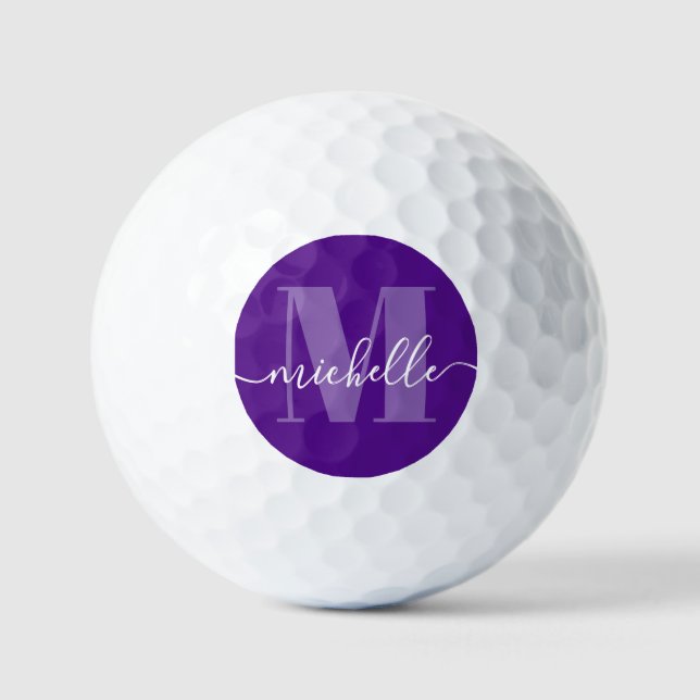 Lila Elegant Modernes Monogramm Golfball (Vorderseite)