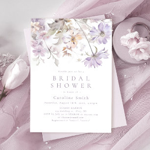 Lila elegante botanische florale Boho-Brautparty Einladung