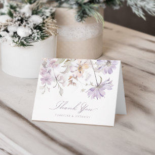 Lila elegante botanische florale Boho-Hochzeit Dankeskarte