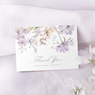 Lila elegante botanische florale Boho-Hochzeit Dankeskarte