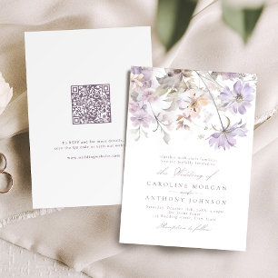 Lila elegante botanische florale Boho-Hochzeit Einladung