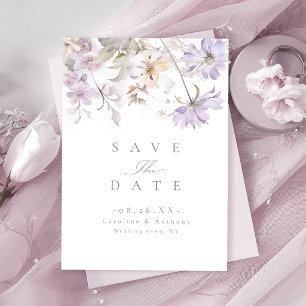 Lila elegante botanische florale Boho-Hochzeit Save The Date