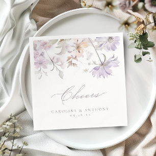 Lila elegante botanische florale Boho-Hochzeit Serviette