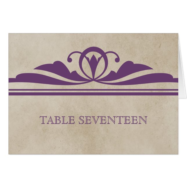 Lila Elegante Deko Tischnummer Card (Vorderseite (Horizontal))