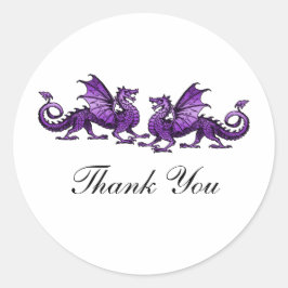 Lila Elegante Dragons Danke Stickers