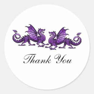 Lila Elegante Dragons Danke Stickers