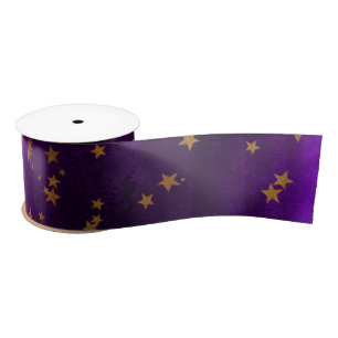 Lila elegante himmlische Sternen Gold Sterne Desig Satinband