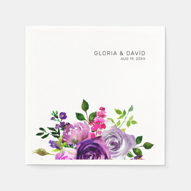Lila Elegante Hochzeit Serviette (Vorderseite)