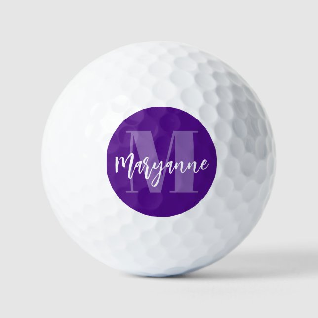 Lila Elegante Moderne Mongram Golf Balls Golfball (Vorderseite)