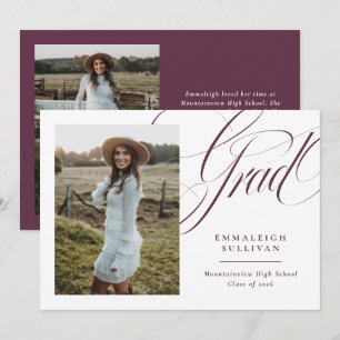 Lila elegante Skript-Abschlussankündigung Einladung