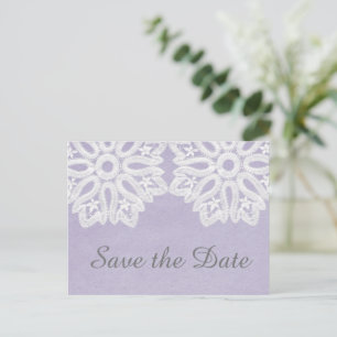 Lila Elegante Spitzen Save the Date Postkarte