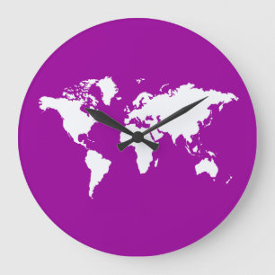 Lila Elegante Welt Große Wanduhr
