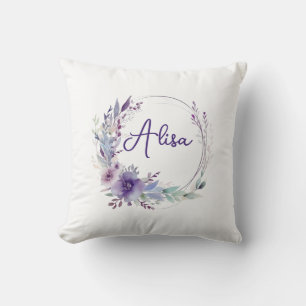 Lila elegante Wildblume Boho Aquarell Kissen