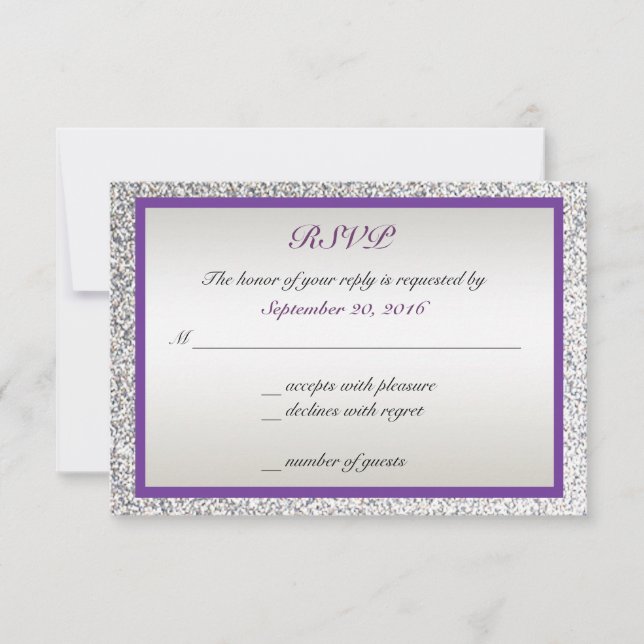 Lila - Eleganter Glitzer Wedding RSVP (Vorderseite)