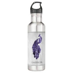 Lila Eleganter Pfau Personalisiert Edelstahlflasche