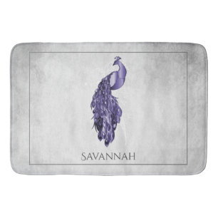 Lila Eleganter Pfau Personalisierter Badematte