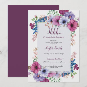 Lila elegantes Floral Surprise Party Einladung