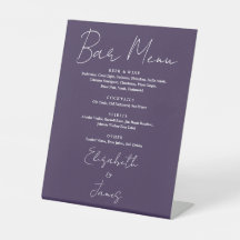Lila elegantes Minimalistisches Skript-Bar Menü