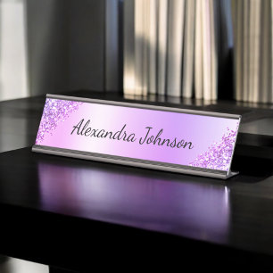Lila Elegantes modernes Berufliches Büro Schreibtischnamensplakette