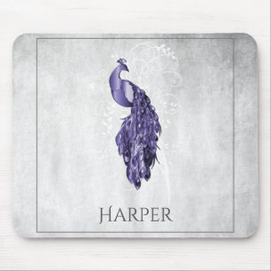 Lila elegantes Pfau-Personalisiert-Mauspad Mousepad