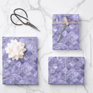 lila, elegantes Weihnachtsmuster Geschenkpapier Set
