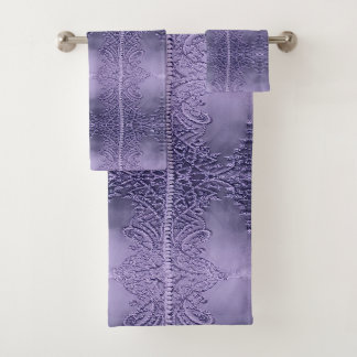 Lila Eleganz Badhandtuch Set