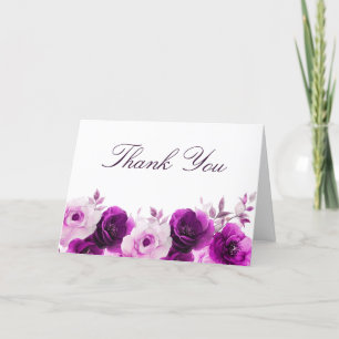 Lila Eleganz: Lilac Violet Rose Blumenhochzeit Dankeskarte