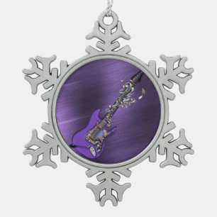 Lila elektrische Gitarre Schneeflocken Zinn-Ornament