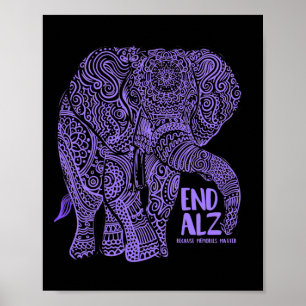 Lila Elephant Alzheimer Awareness Apparel and gi Poster