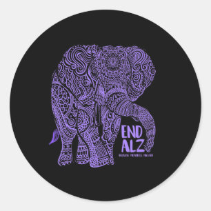 Lila Elephant Alzheimer Awareness Apparel and gi Runder Aufkleber
