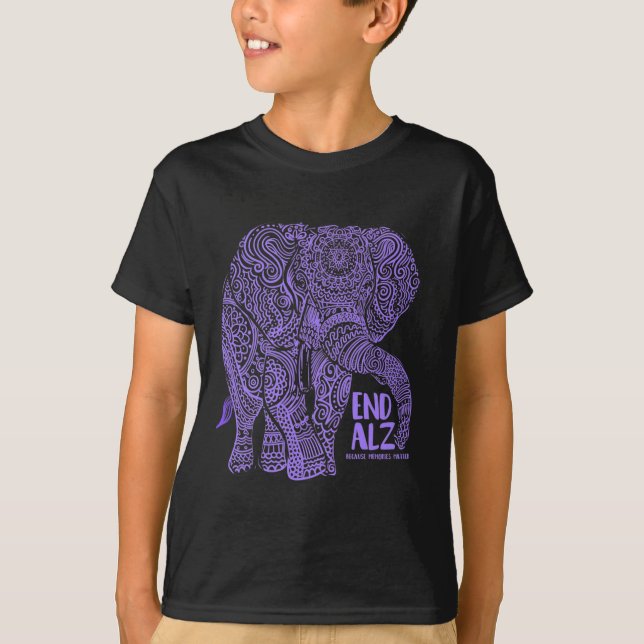 Lila Elephant Alzheimer Awareness Apparel and gi T-Shirt (Vorderseite)