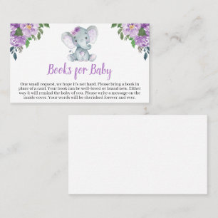 Lila Elephant Baby Shower Books Visitenkarte