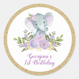 Lila Elephant Lavender Gold Floral Vielen Dank Runder Aufkleber