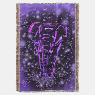 Lila Elephant Throw Blanket Decke