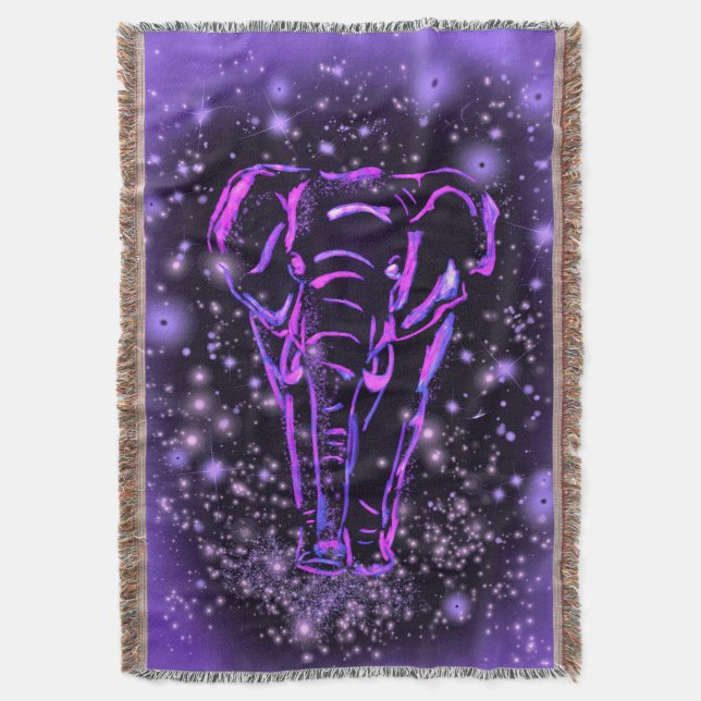 Lila Elephant Throw Blanket Decke (Vorderseite Vertikal)
