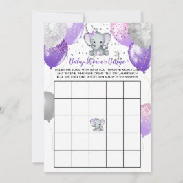 Lila Elephant Watercolor Babydusche Bingo