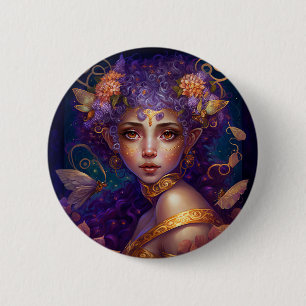 Lila Elf Fairy Fantasy Art Button